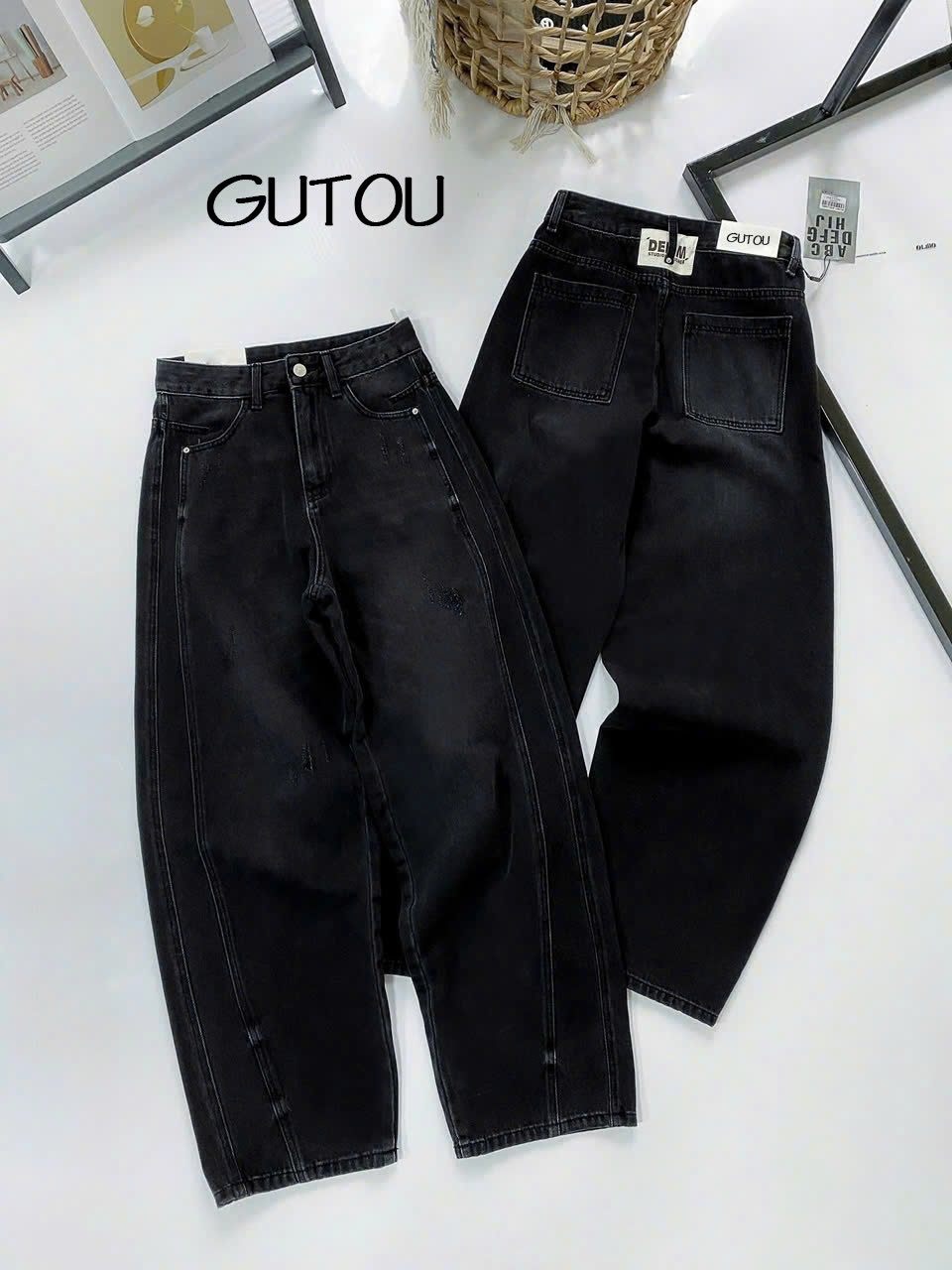 [ GUTOU ] Quần Jean Baggy Seam Line_thumbnail_3