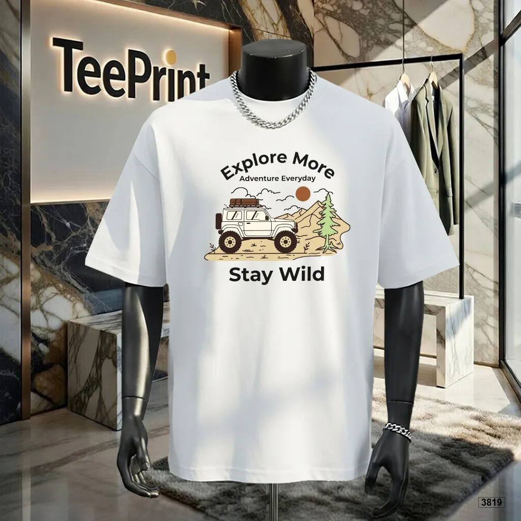 Áo thun nam form rộng thể thao Stay Wild TeePrint 3819