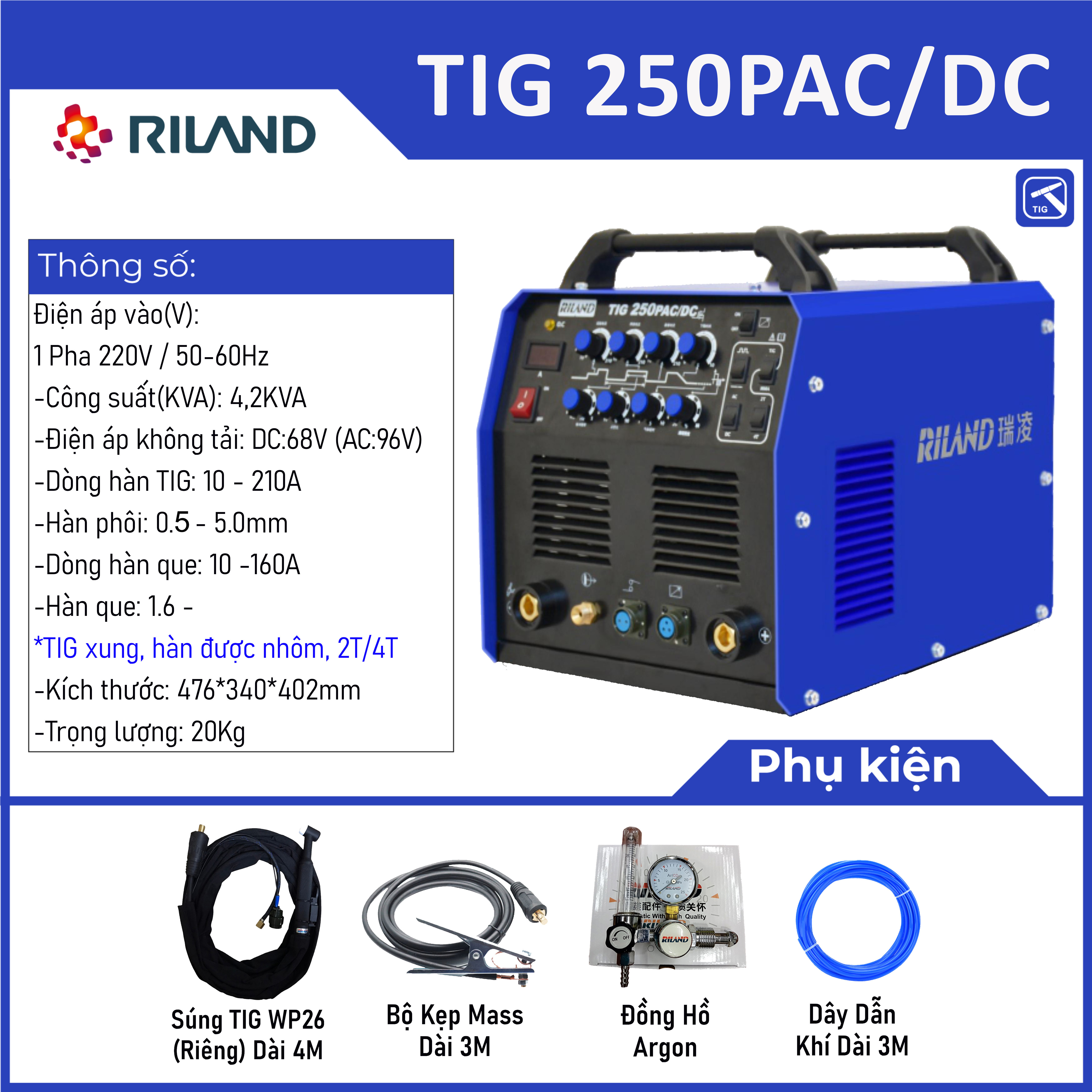 Máy hàn TIG 250PAC/DC- RILAND