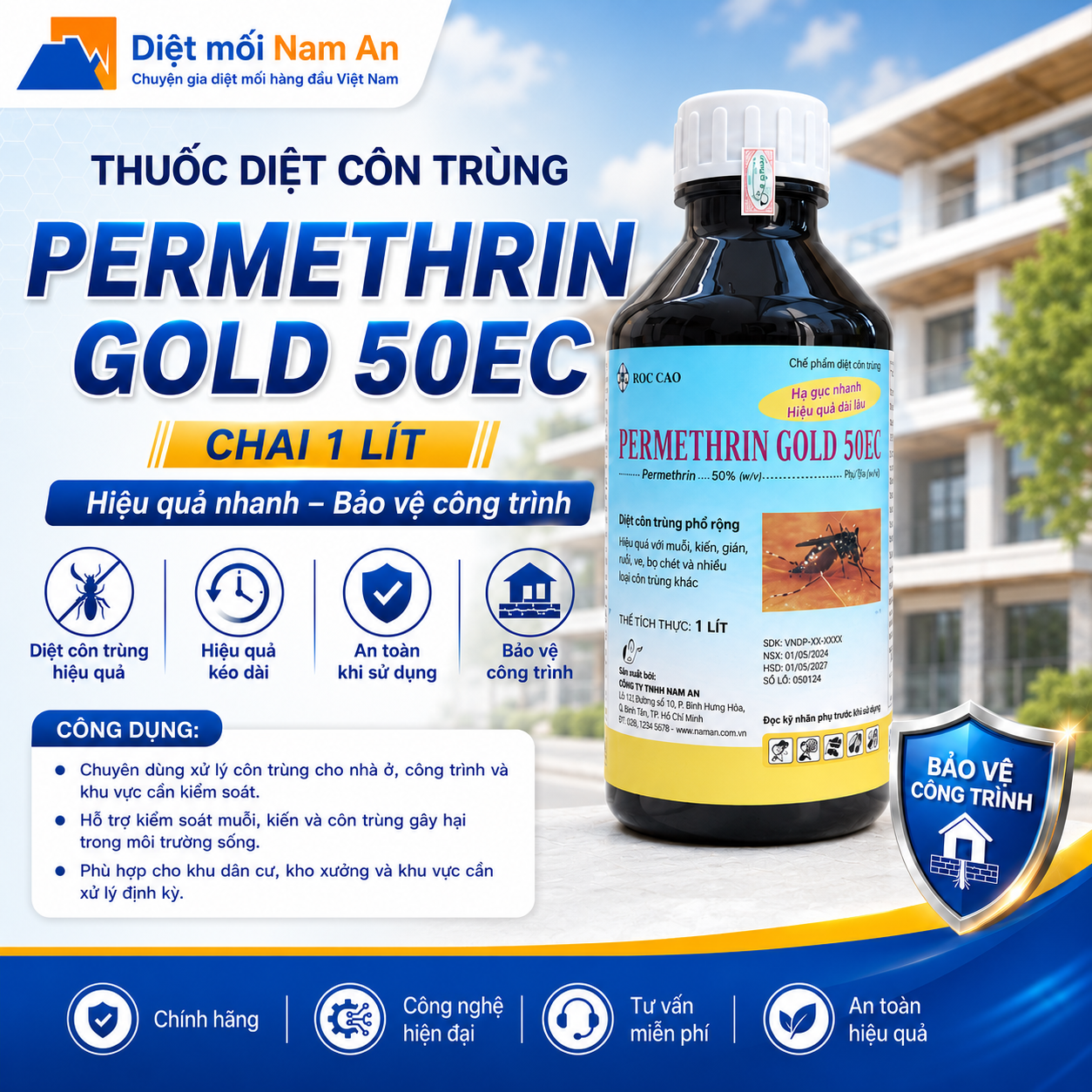 Thuốc Permethrin Gold 50ec - Chai 1 Lít