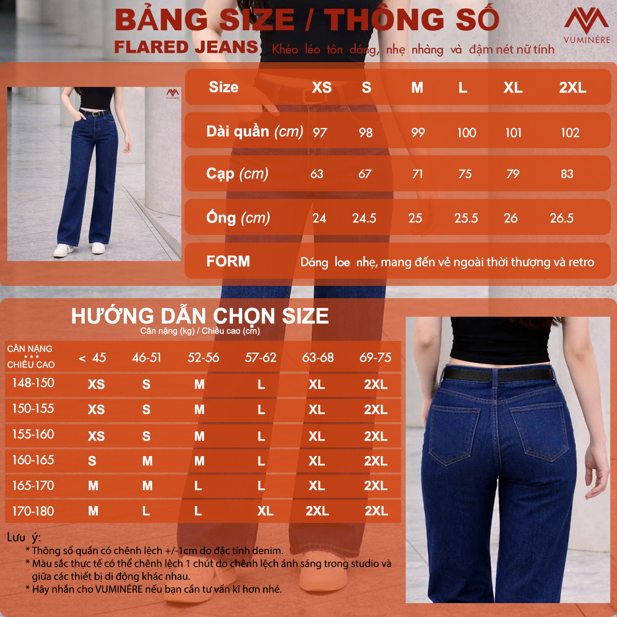Quần Jeans nữ VUMINÉRE - Flared Jeans dáng loe nhẹ, mang đến vẻ ngoài thời thượng và Retro_thumbnail_2