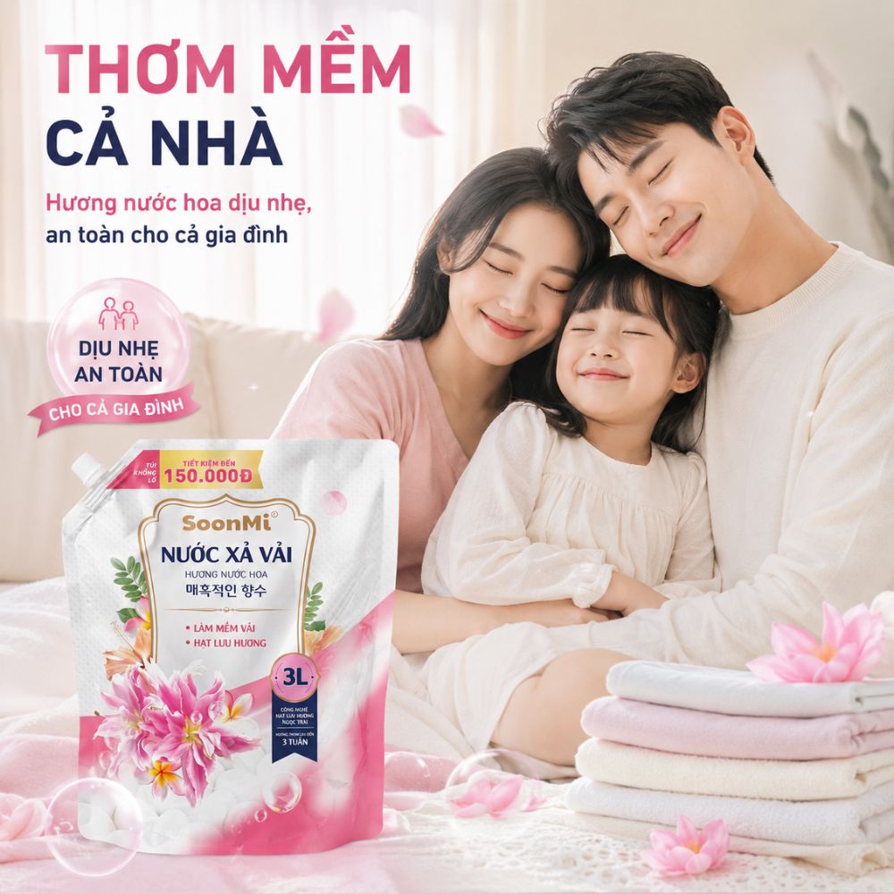 Nước Xả Vải Soonmi 3kg - Hương Nước Hoa -  Bí Quyết Quần Áo Mềm Mại, Ngát Hương Suốt 3 Tuần_thumbnail_6