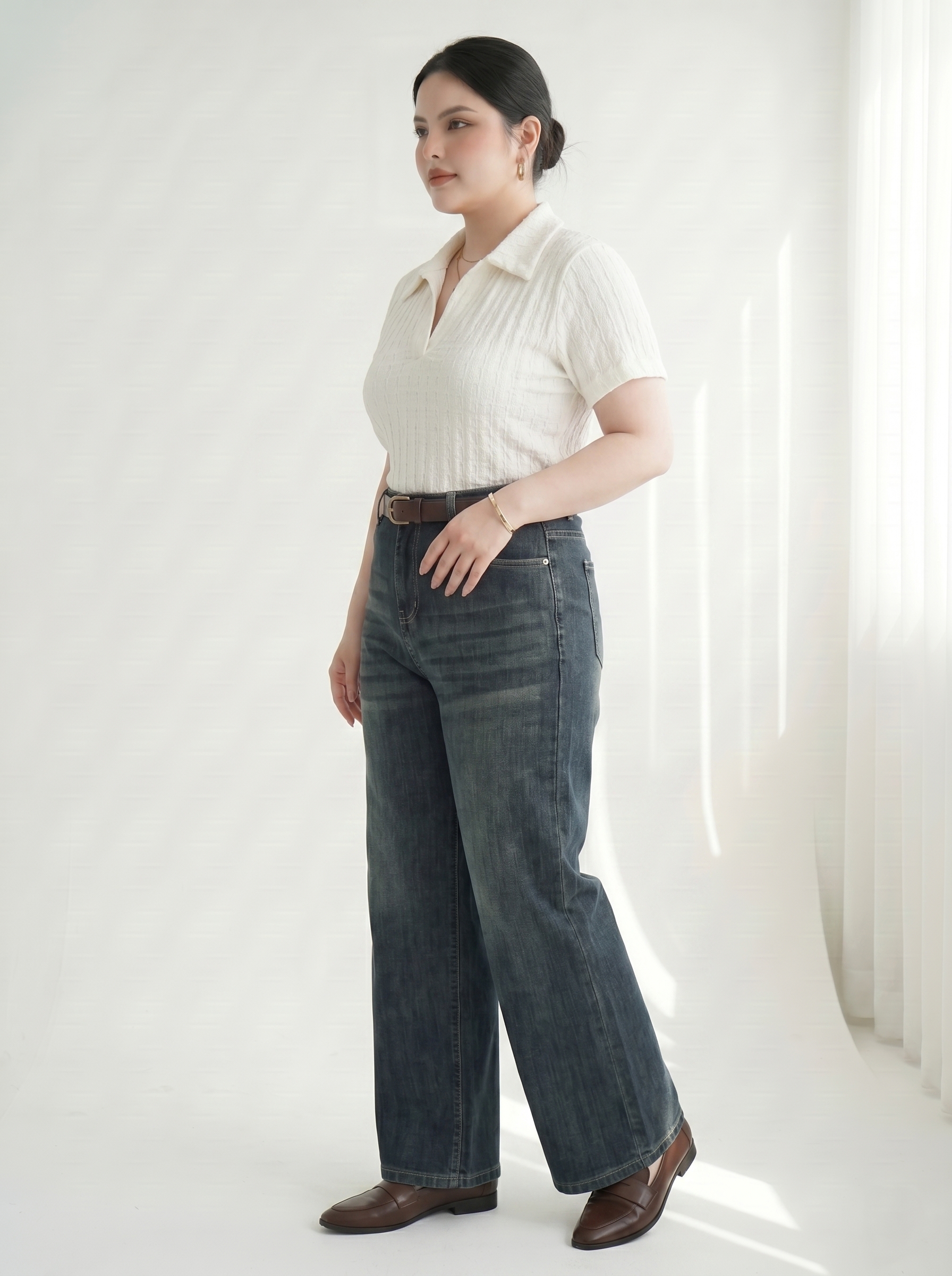 Quần Jean Ống Đứng Co Giãn Bigsize Cạp Cao Gọn Bụng - Xanh Nhạt/Xanh Đậm/Rêu - Vừa 55-90kg - V-QJ01_thumbnail_11