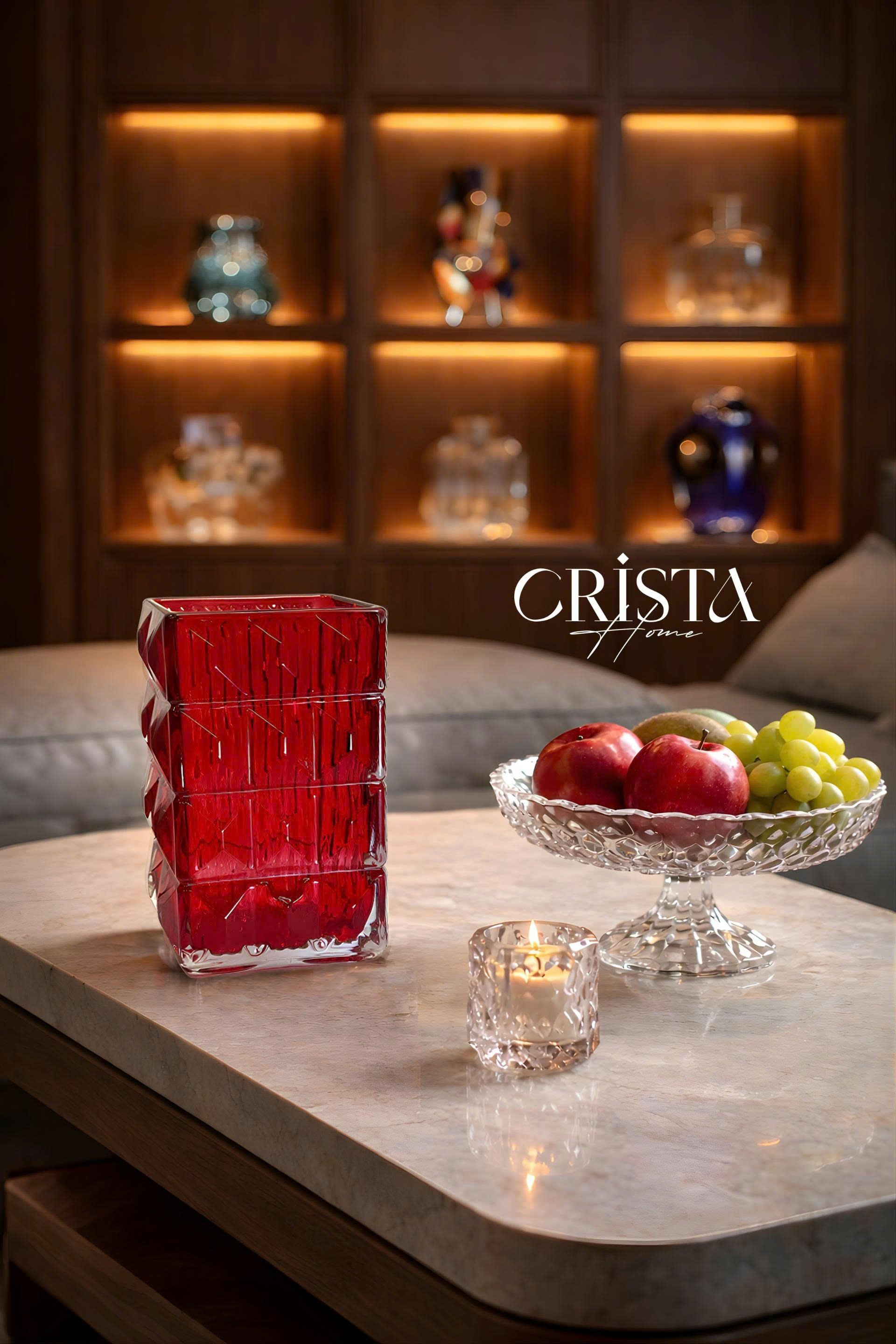 Bình cắm hoa thủy tinh vân kim cương 4 tầng CRISTA HOME 60241
