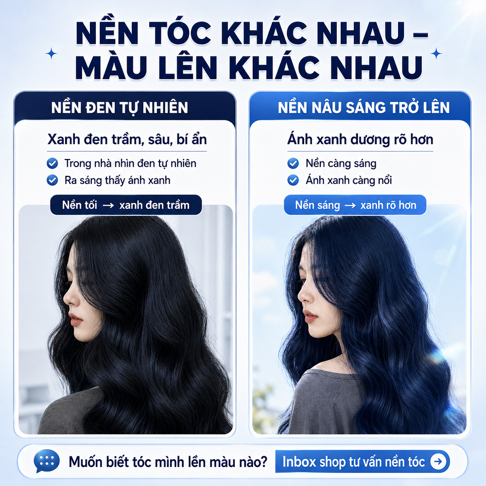 Thuốc Nhuộm Tóc Xanh Đen Blue Black Không Cần Tẩy, Lên Màu Từ Nền Tóc Đen Tự Nhiên, Kèm Oxi_thumbnail_4