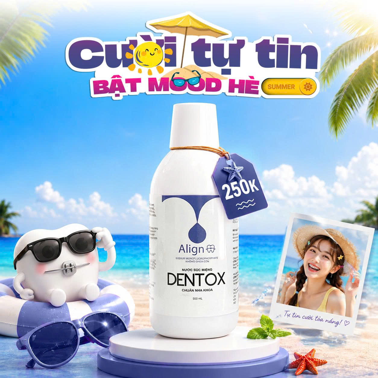 Dentox Align – Nước súc miệng chai 500ml, không cồn dành cho người niềng răng và người dễ bám mảng bám