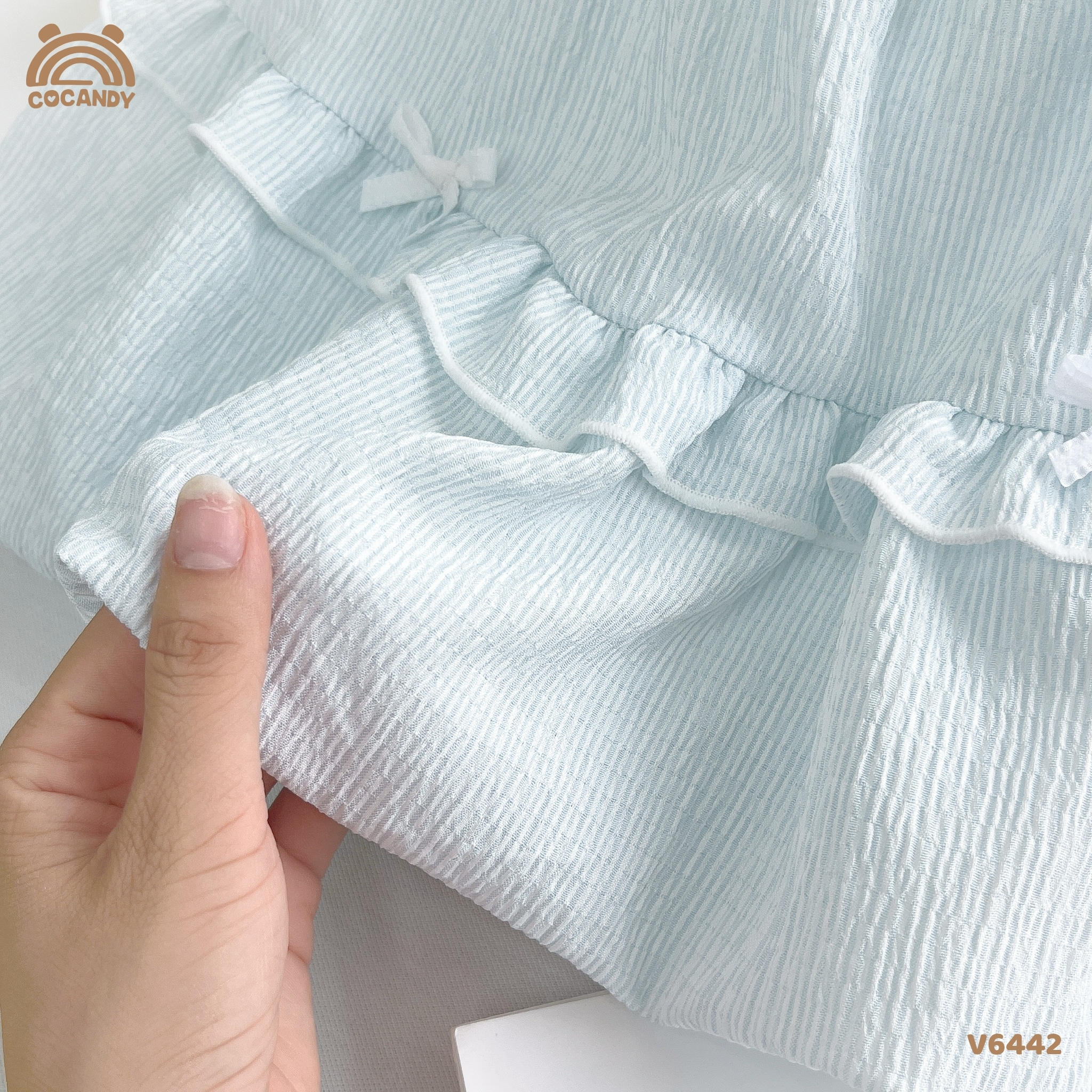 Chân váy thô kẻ XANH form bí phối nơ_thumbnail_1