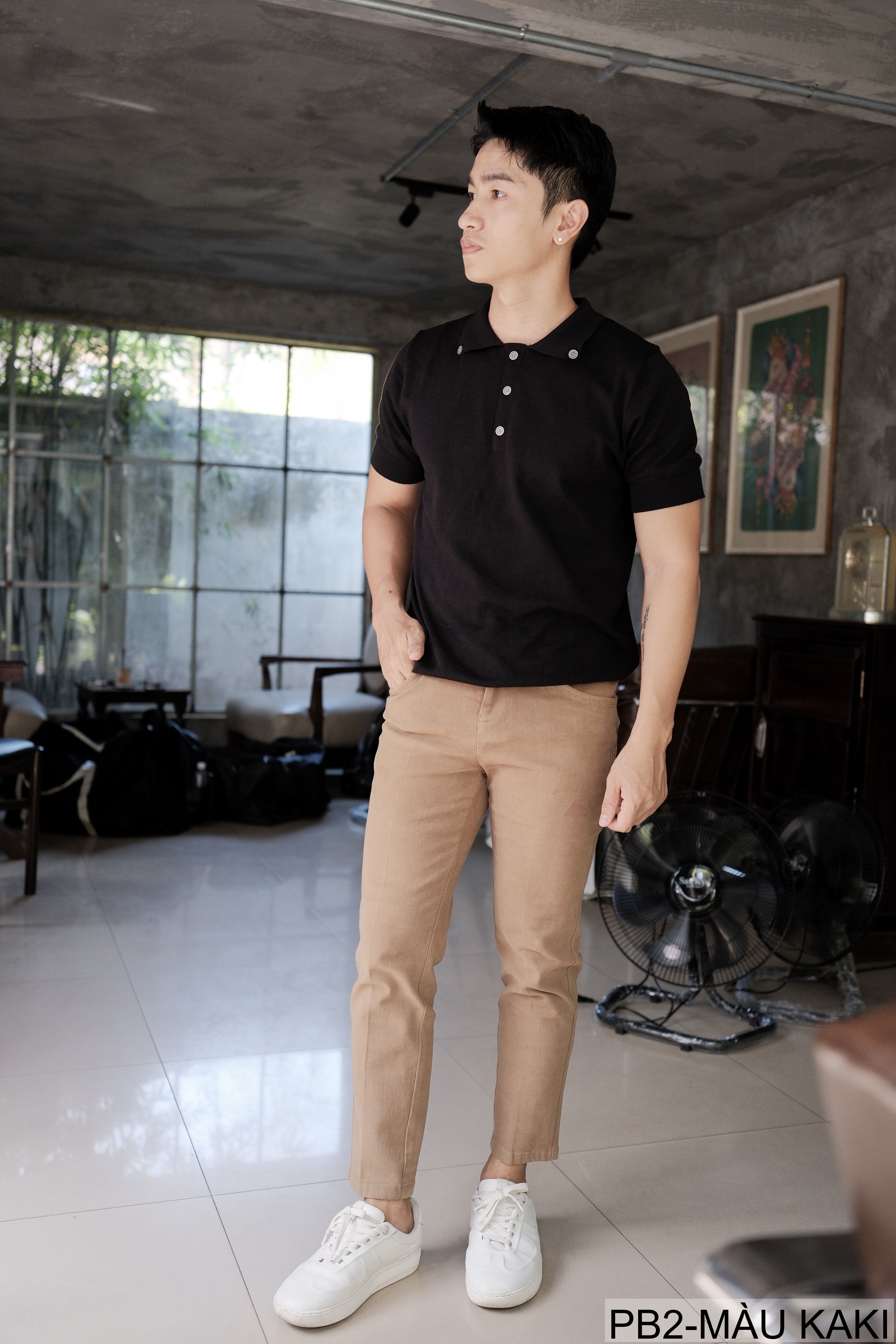 PB2 - Quần Jeans Nam Ống Đứng Cổ Điển, Chất Cotton Co Giãn, Màu Kaki Đen, Phù Hợp Đi Chơi Đi Làm_thumbnail_5