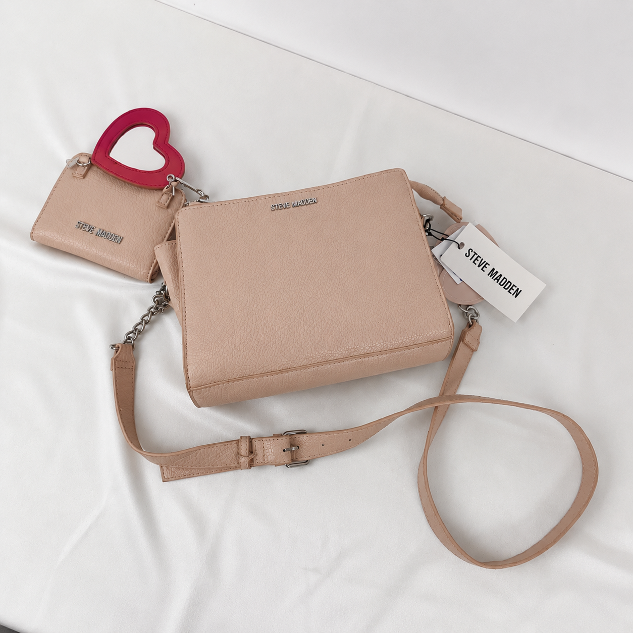 Túi Xách Nữ STEVE MADDEN Hồng Nude – Kèm Ví Tim Xinh Xắn, Thanh Lịch_thumbnail_4