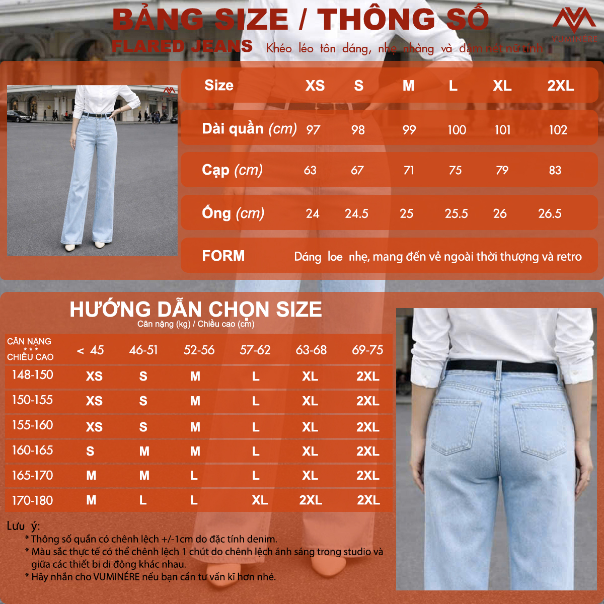 Quần Jeans nữ VUMINÉRE - Flared Jeans dáng loe nhẹ, mang đến vẻ ngoài thời thượng và Retro_thumbnail_2