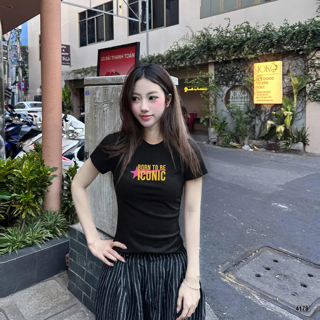 Áo thun baby tee form ôm tôn dáng phối chữ Beezy 4178_thumbnail_6