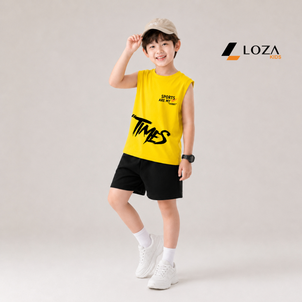 Set bộ ba lỗ cho bé trai chữ 