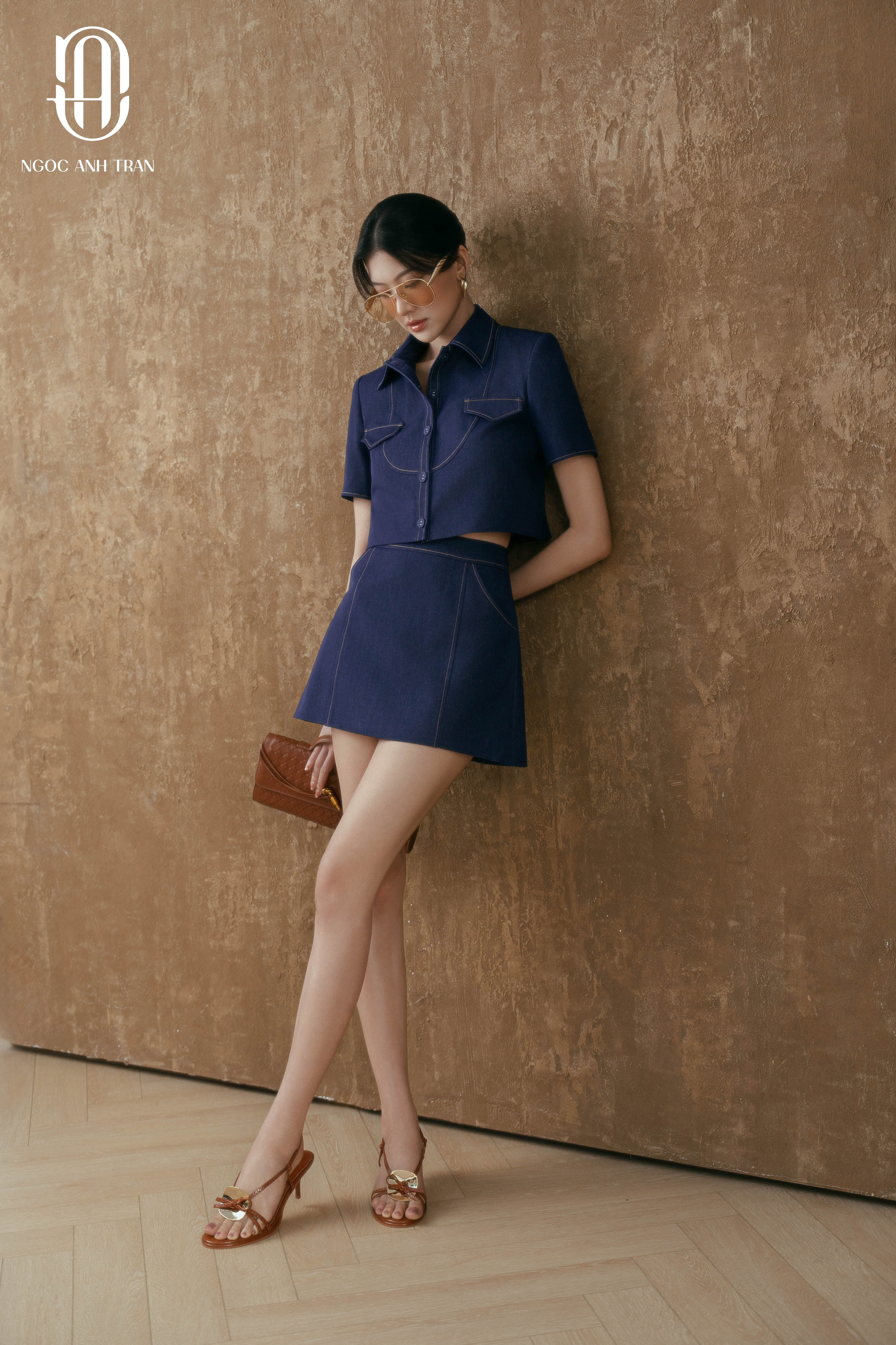 A267 - Set áo sơ mi denim cổ đức phối chân váy A denim_thumbnail_2