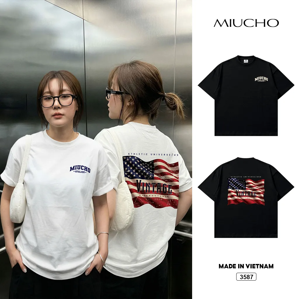 Áo thun boxy unisex phong cách vintage dày dặn đứng form Miucho 3587