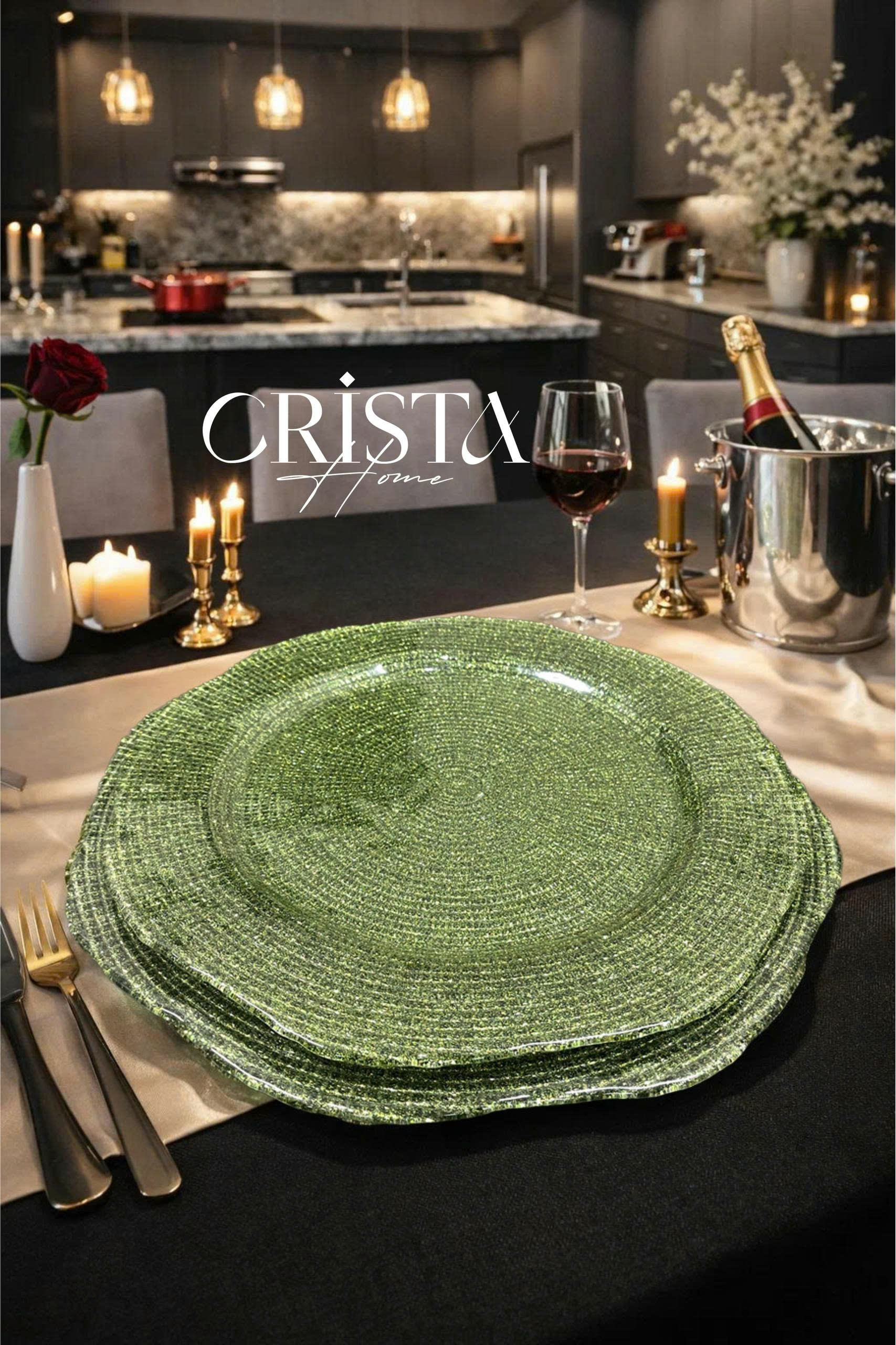 Bộ 2 đĩa thủy tinh CRISTA HOME Tròn hoa đào 34 + 30 cm, 60225_thumbnail_9