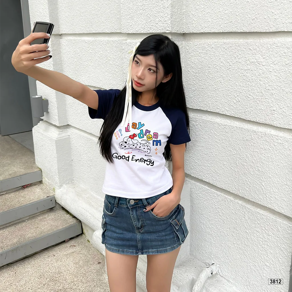 Áo babytee raglan Good Energy form vừa năng động cá tính Miucho 3812_thumbnail_5