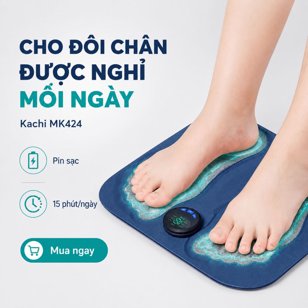 Thảm Massage Chân Xung Điện Kachi MK424 Pin Sạc - Giảm Đau Mỏi, Cải Thiện Tuần Hoàn Máu_thumbnail_8
