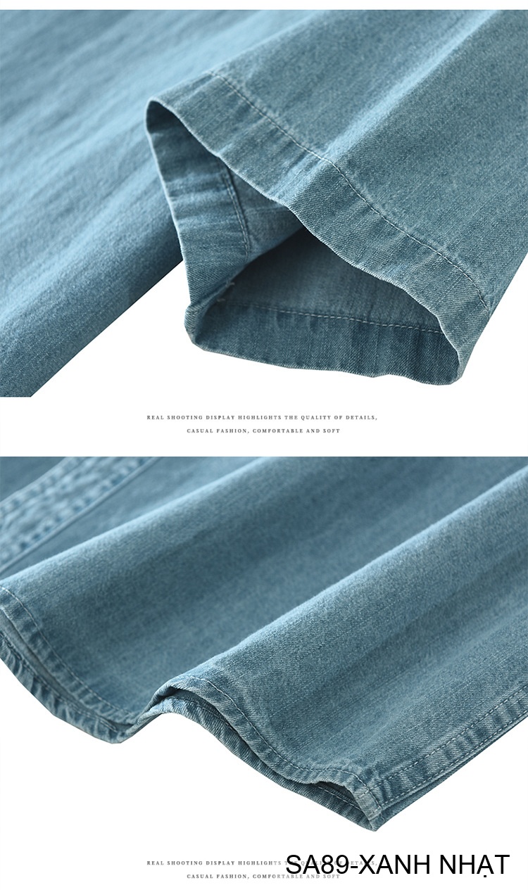 SA89 - Áo sơ mi denim nam tay ngắn phong cách Nhật Bản, chất cotton mềm mại, form rộng thoải mái_thumbnail_8