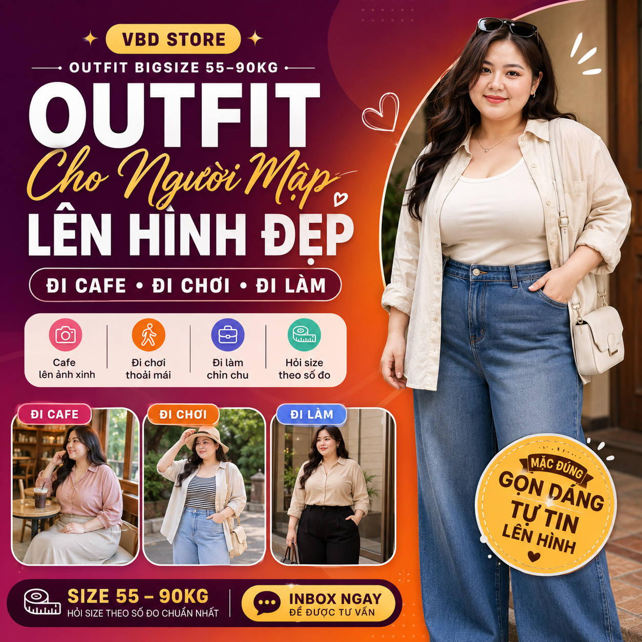 Outfit Cho Người Mập Lên Hình Đẹp Đi Cafe, Đi Làm