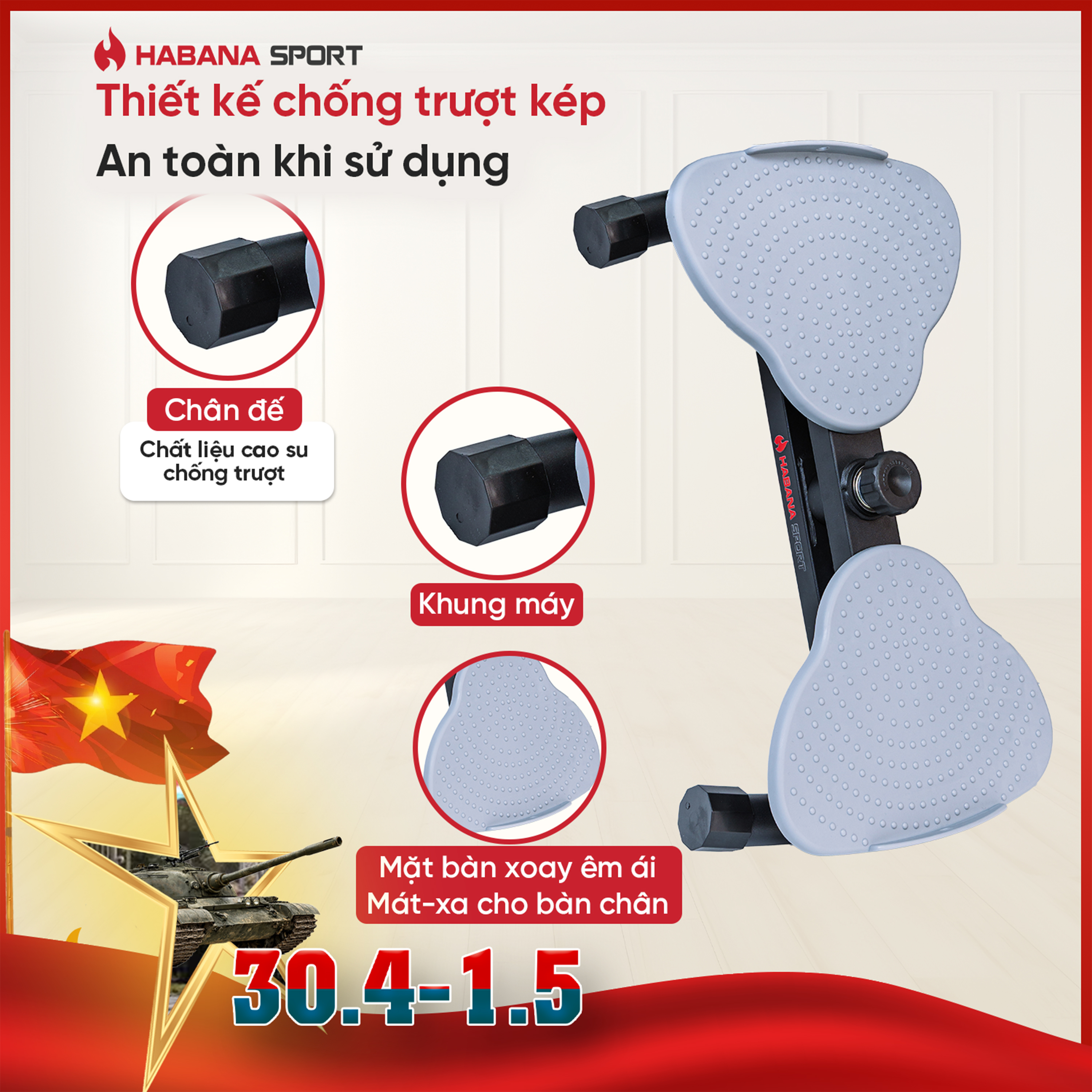 Bàn Xoay Eo Đốt Mỡ Habana [TẶNG] 2 Dây tập + 2 Dây Trợ Lực + Miễn ship toàn quốc