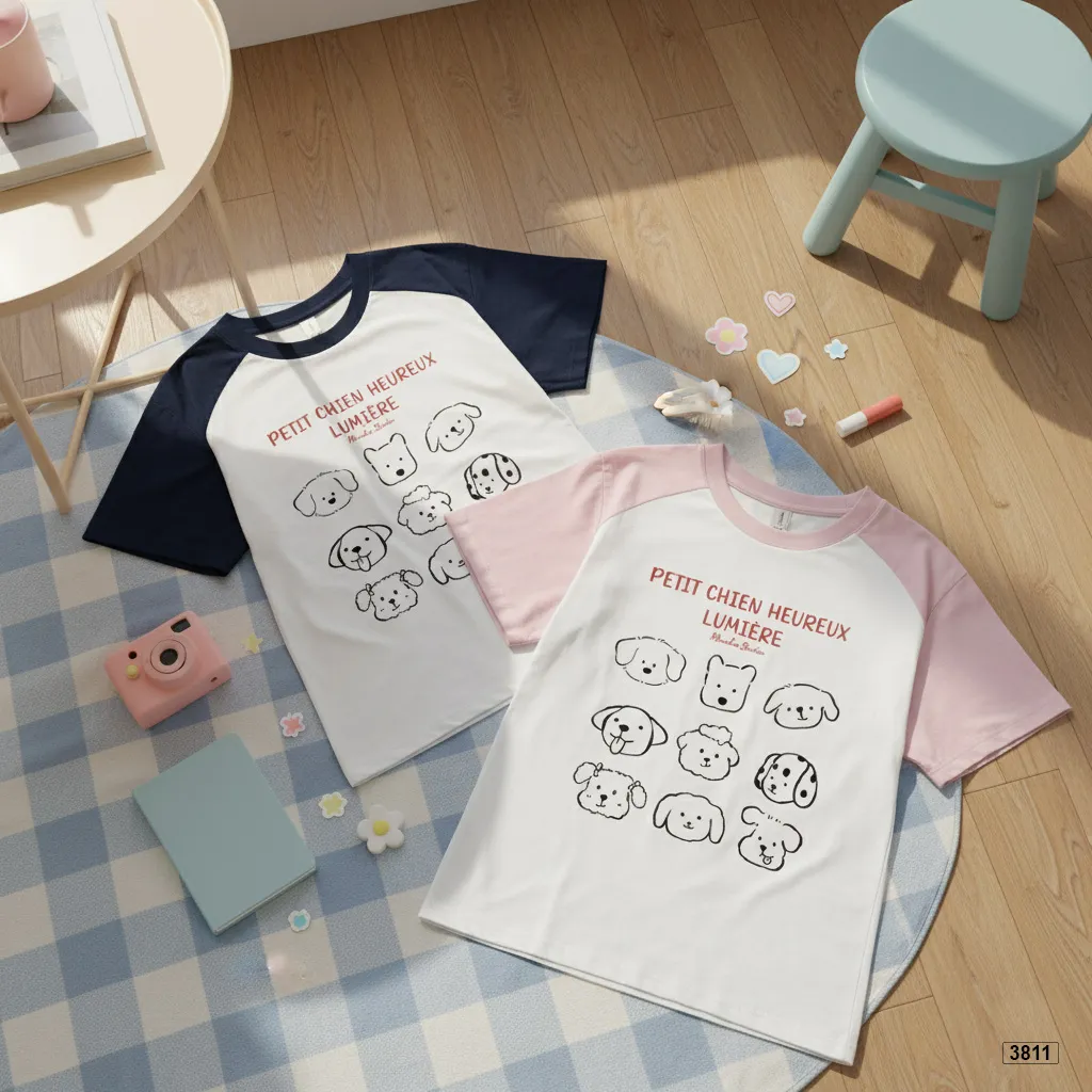 Áo thun nữ babytee phối tay raglan Puppy dễ thương năng động Miucho 3811_thumbnail_6