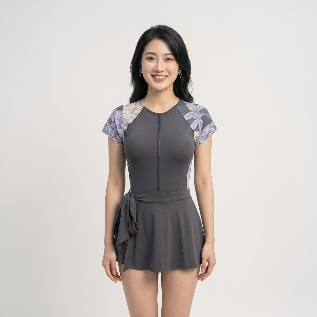 Bộ bơi nữ Narsis A25028: Đồ bơi liền thân tay cộc kèm váy tháo rời, có lót ngực, đồ bơi 2 lớp_thumbnail_13