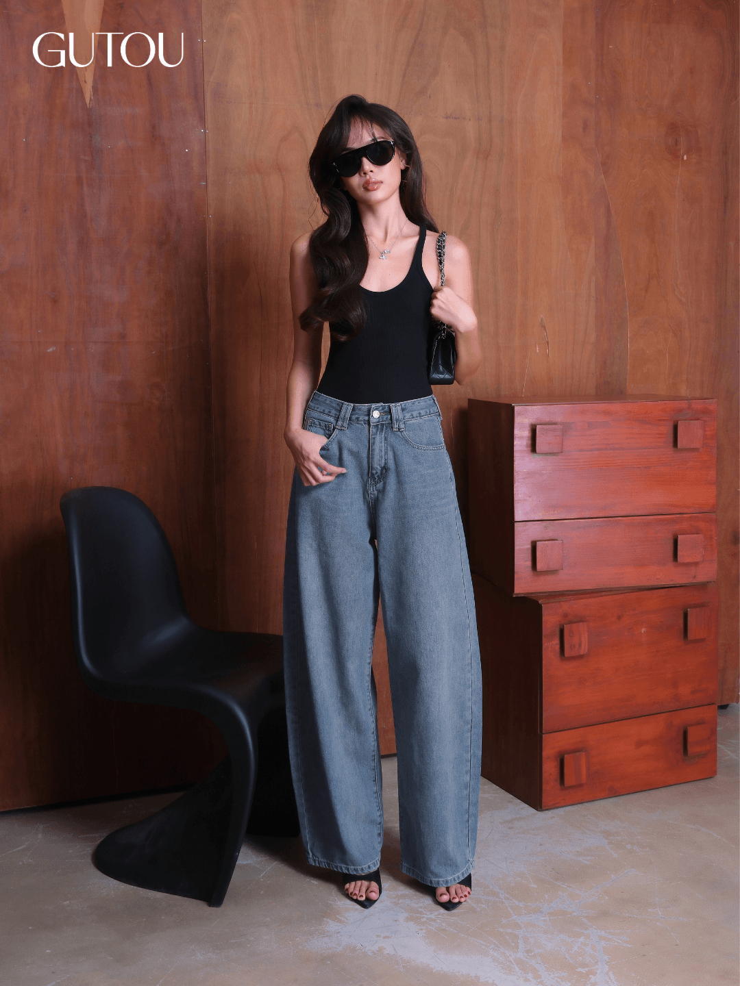 [ GUTOU ] Quần Jean Baggy Túi Thêu Kylie