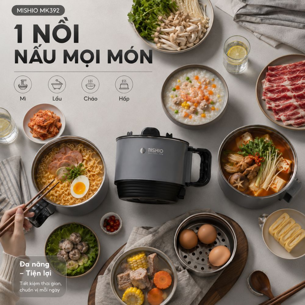Nồi Lẩu Điện Mini 1.5L Mishio MK392 600W lòng nồi inox 304 không gỉ sét_thumbnail_7