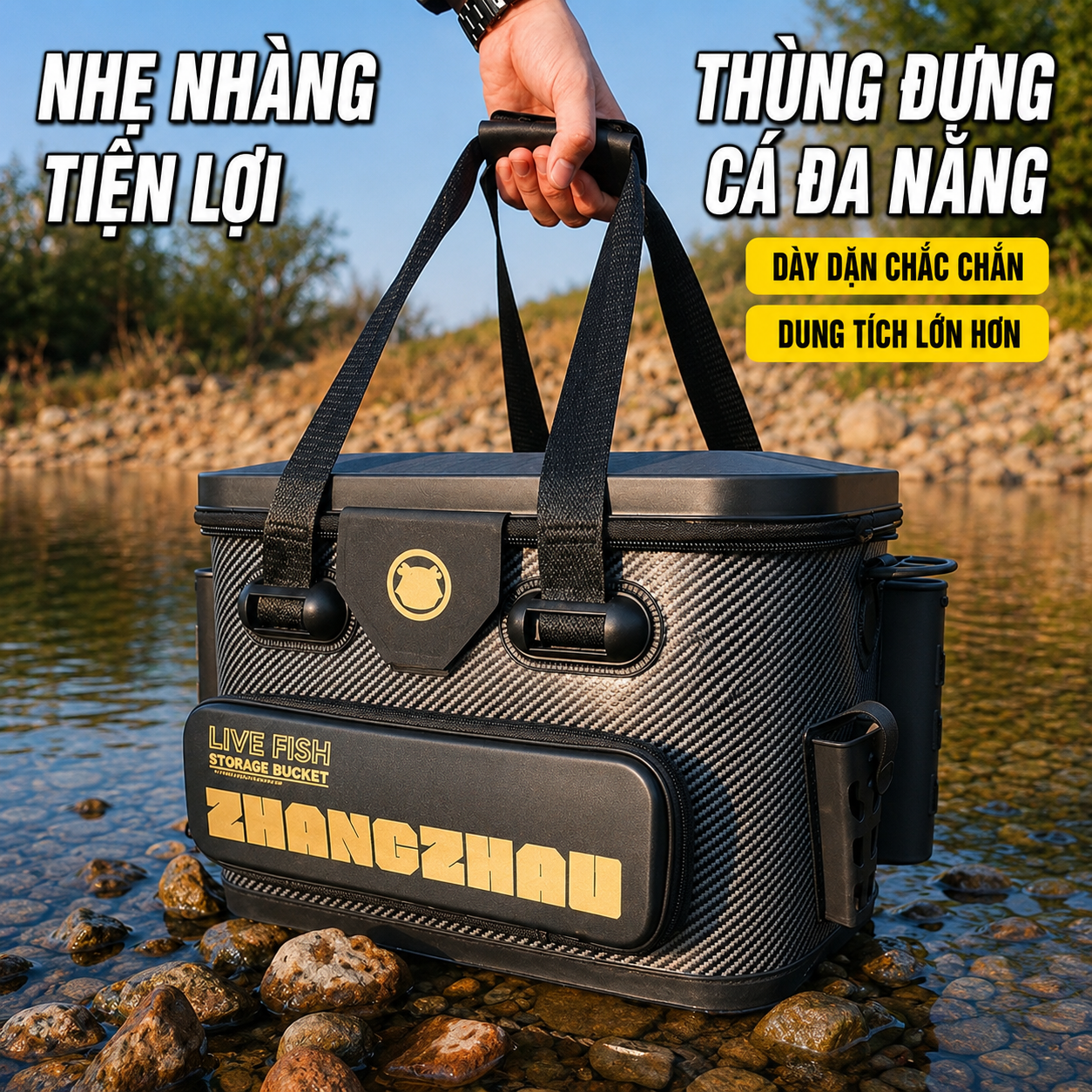 Thùng Câu Cá ZHONGZHOU Live Fish Storage Bucket 42X29X30_thumbnail_6