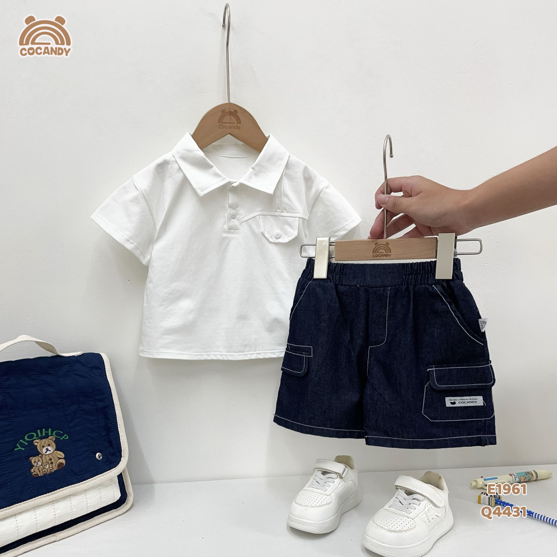 Áo cộc polo cotton TRẮNG đáp nắp ngực_thumbnail_5