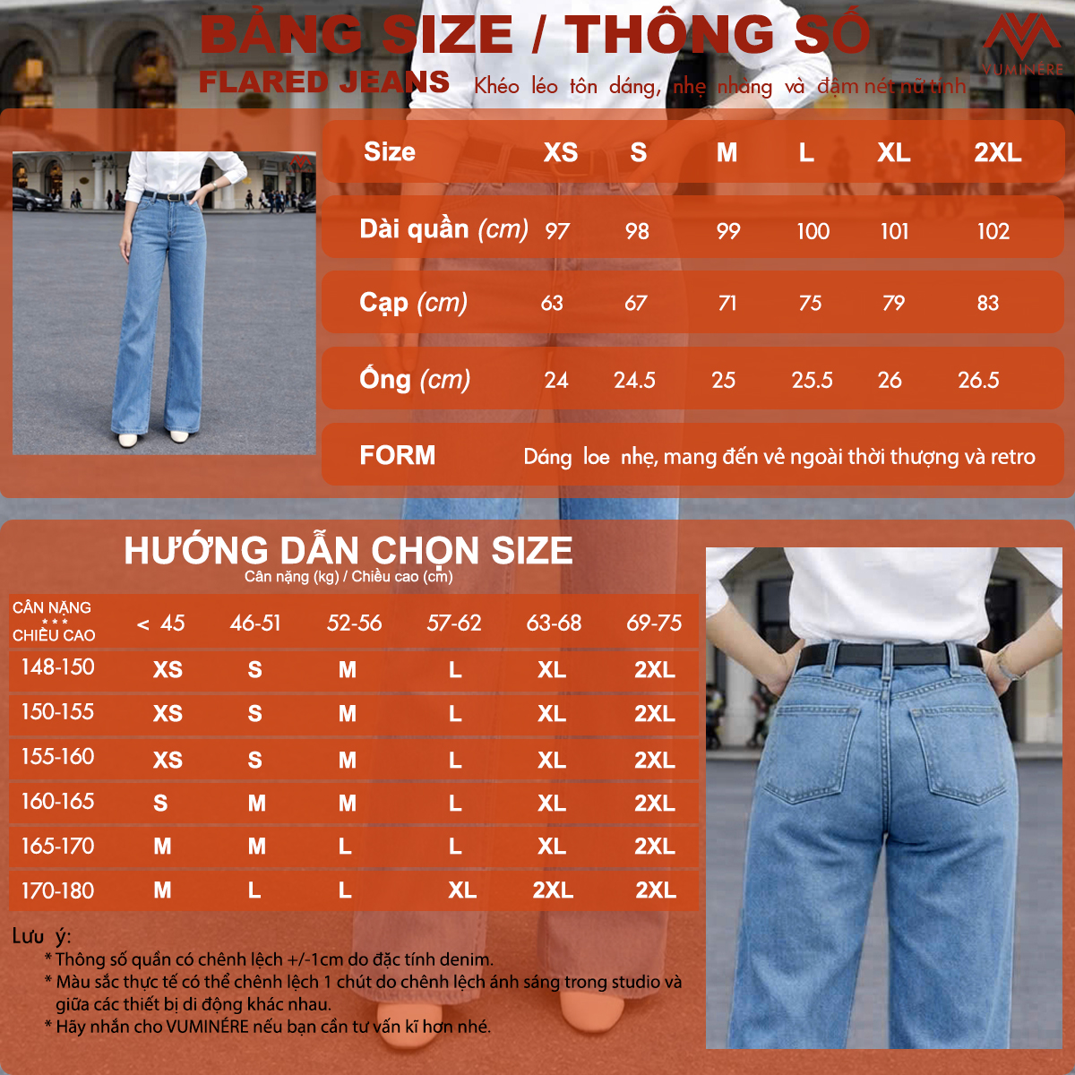 Quần Jeans nữ VUMINÉRE - Flared Jeans dáng loe nhẹ, mang đến vẻ ngoài thời thượng và Retro_thumbnail_2