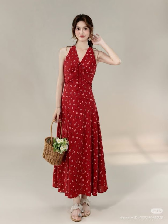 Lucas - Váy yếm maxi may chéo ngực buộc nơ chân xòe_thumbnail_4