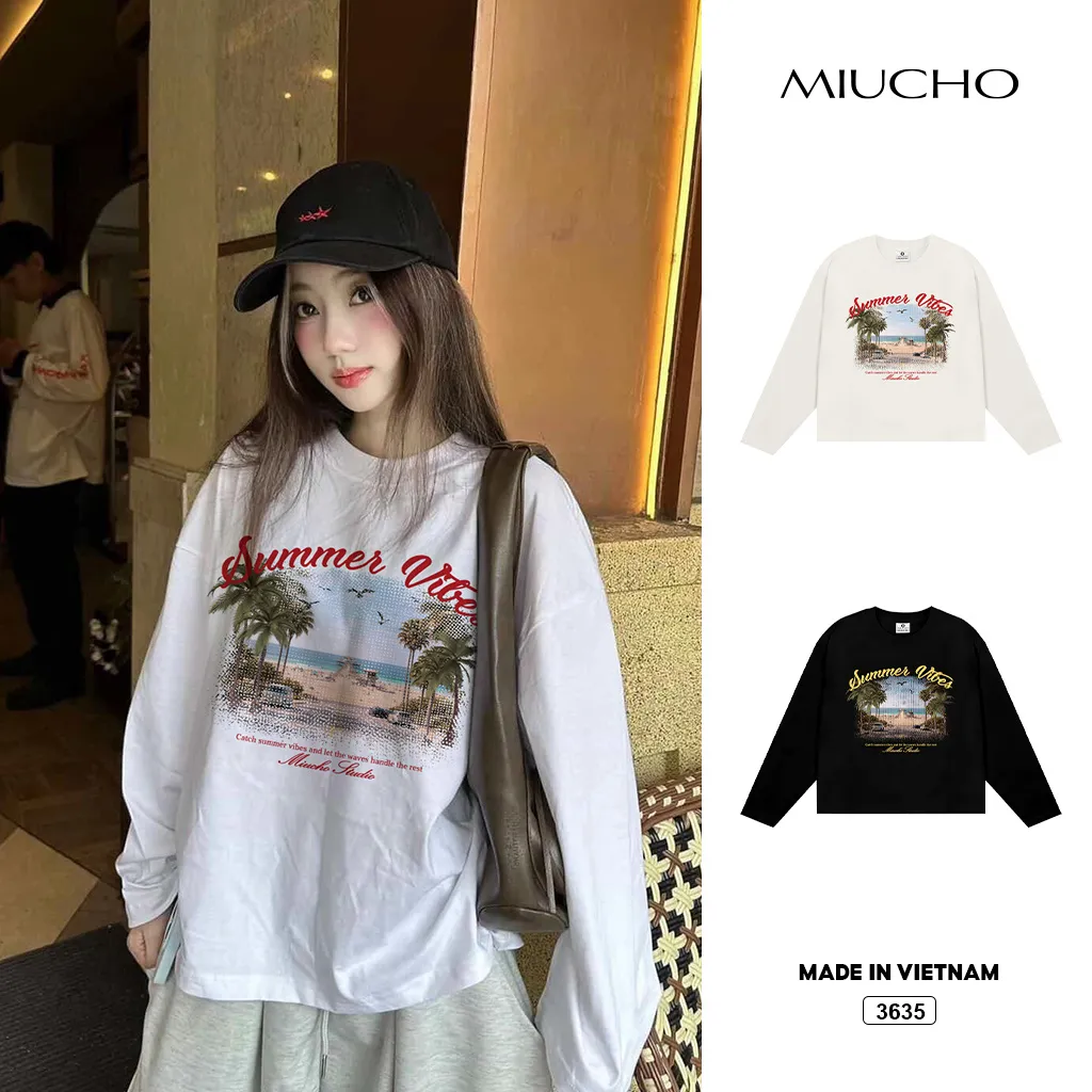 Áo thun boxy tay dài Summer Vibes Miucho 3635