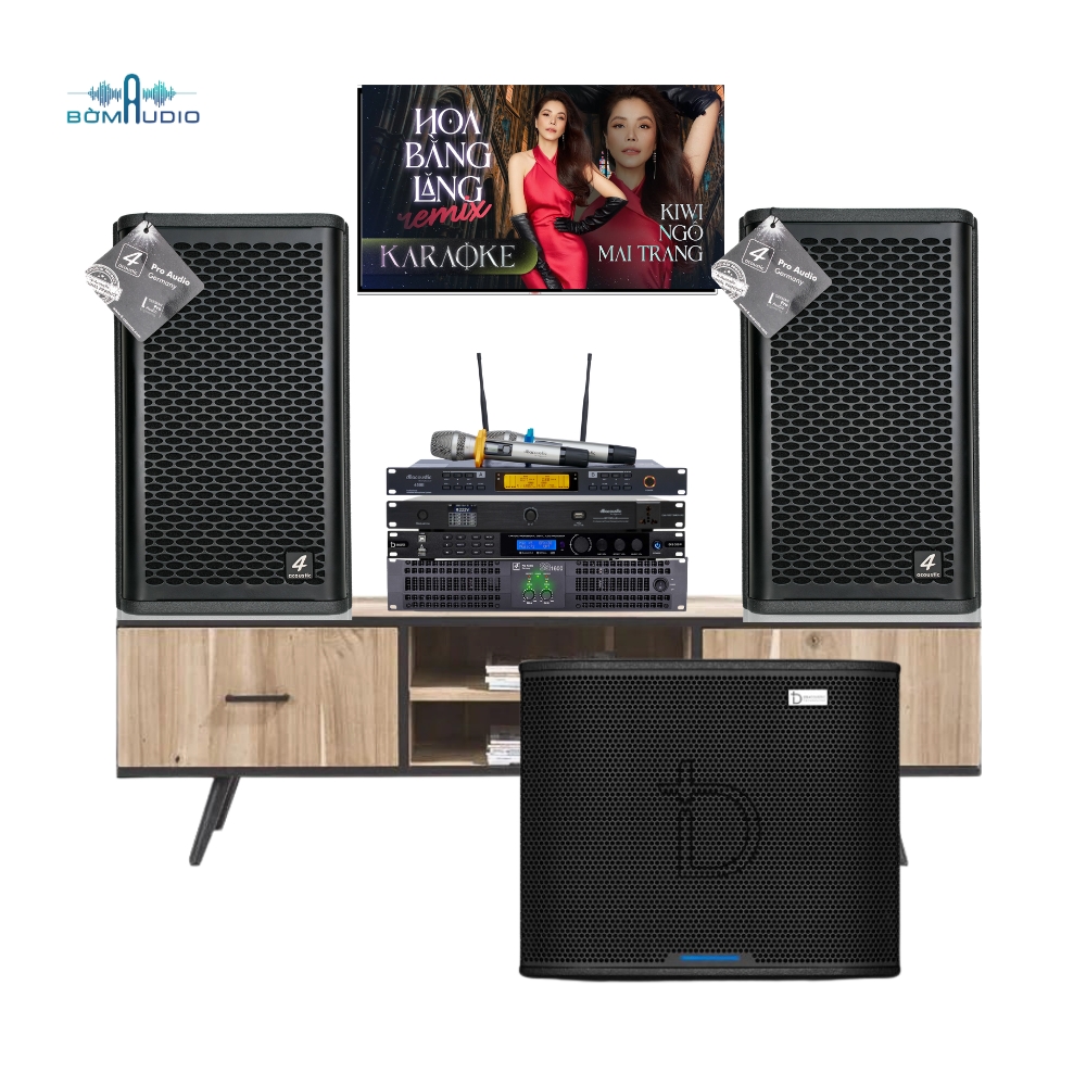 Combo Karaoke 4D6 Vang Số DBACOUSTIC D500P + Micro DBACOUSTIC DB 450II V2  + Cục Đẩy 4ACOUSTIC SQ1600  + Quản Lý Nguồn DBACOUSTIC SP 10PLUS + Loa 4ACOUSTIC PCS - X8 + Loa Subwoofed 4ACOUSTIC LX S32SA G2