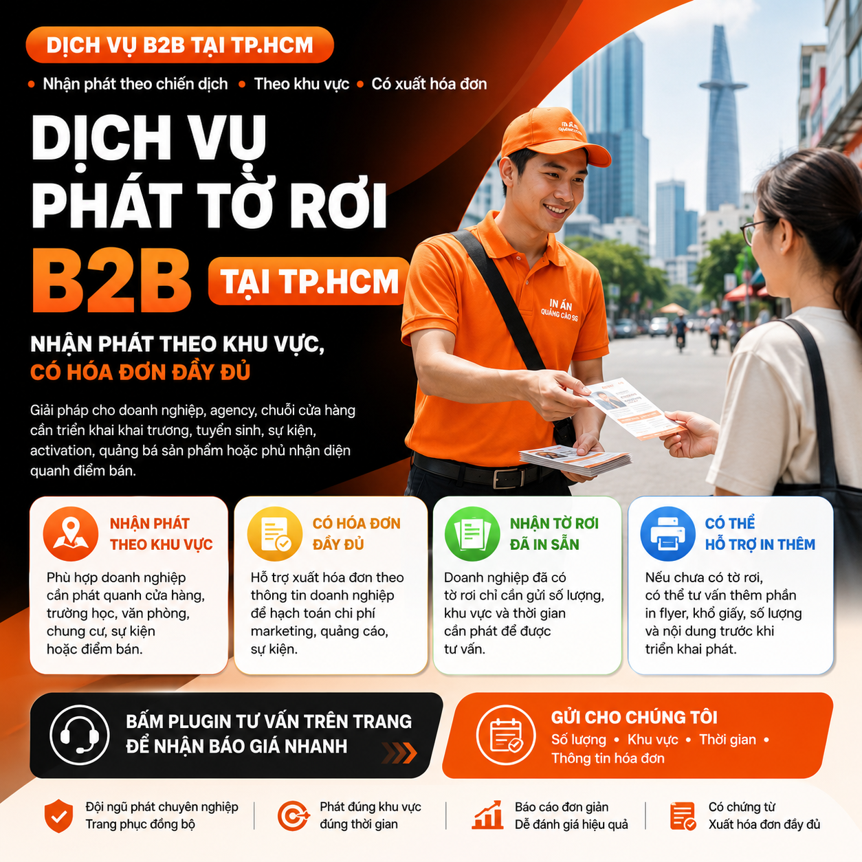Dịch Vụ Phát Tờ Rơi B2B Tại TP.HCM Có Hóa Đơn
