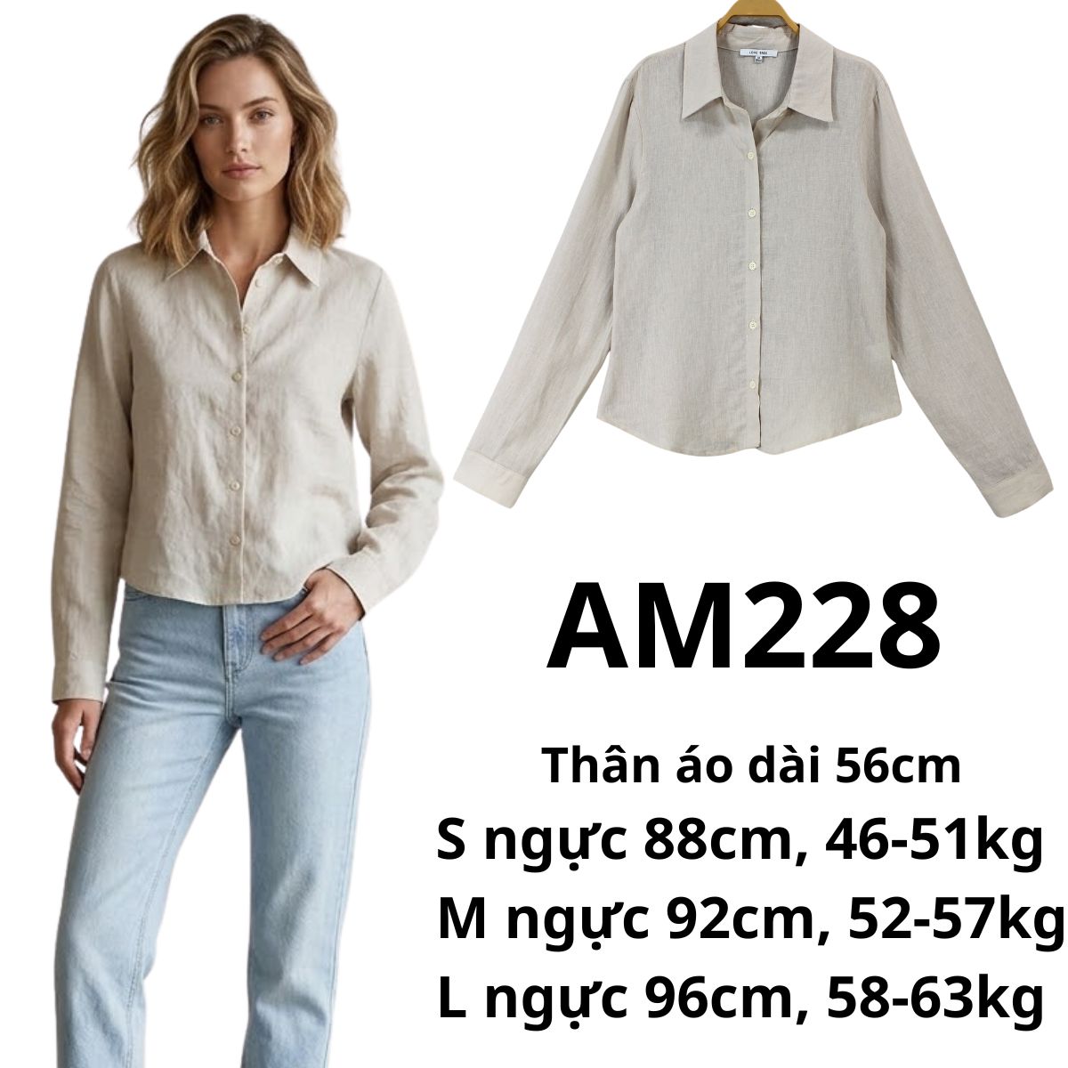 AM228- Sơ mi linen bột