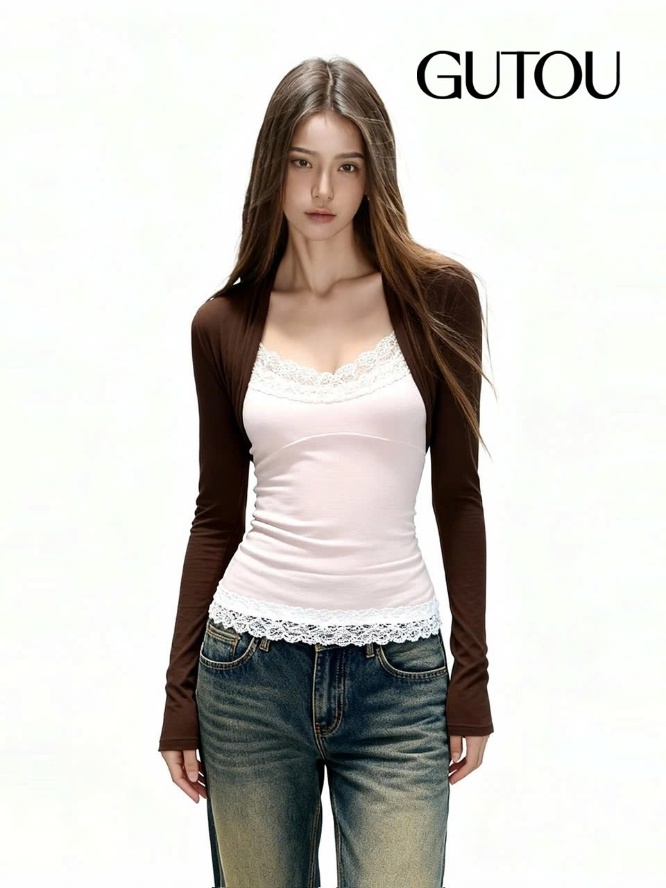 [ GUTOU ] Áo Hai Dây Viền Ren Phối Khoác_thumbnail_3