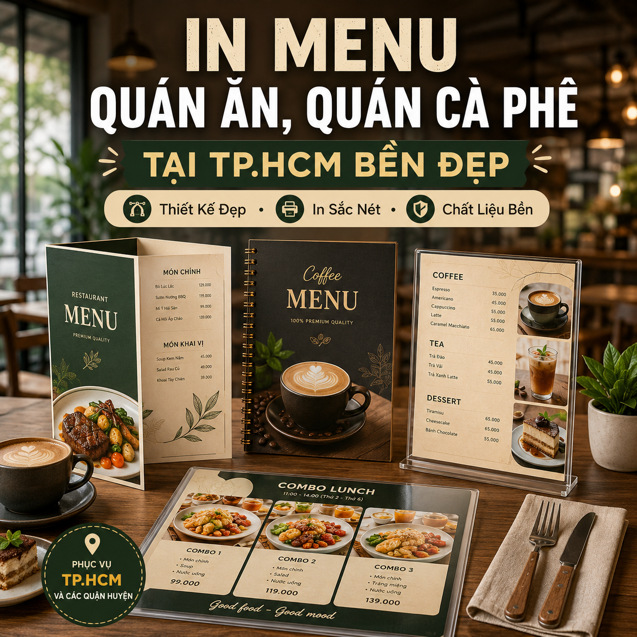 In Menu Quán Ăn, Quán Cà Phê Tại TP.HCM Bền Đẹp