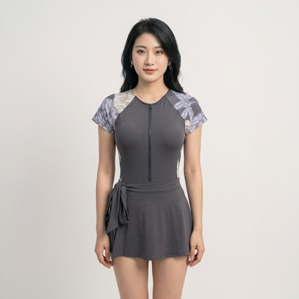 Bộ bơi nữ Narsis A25028: Đồ bơi liền thân tay cộc kèm váy tháo rời, có lót ngực, đồ bơi 2 lớp_thumbnail_14