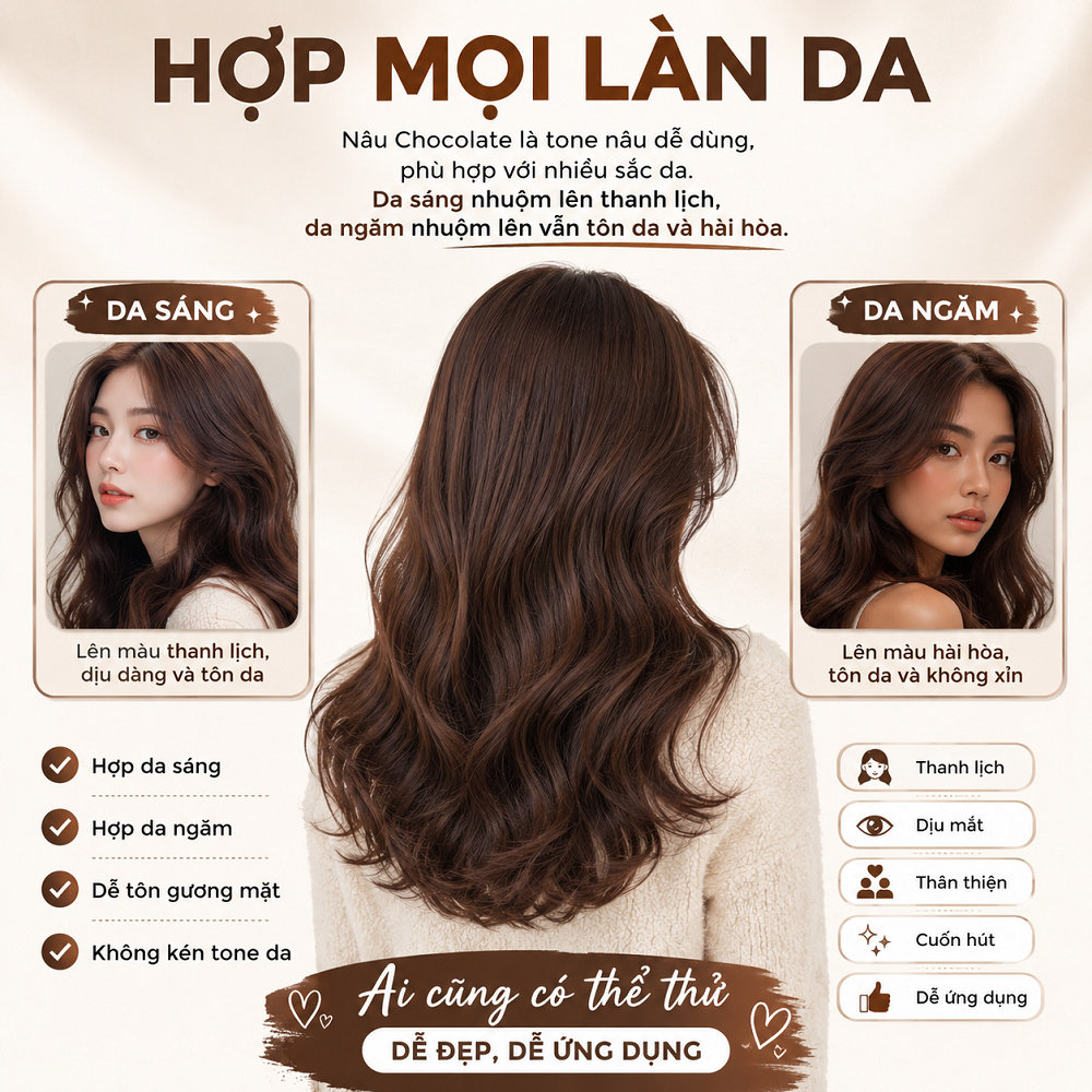 Thuốc Nhuộm Tóc Nâu Chocolate Lên Từ Base Đen, Không Cần Tẩy, Kèm Oxi Và HDSD Tiếng Việt_thumbnail_5