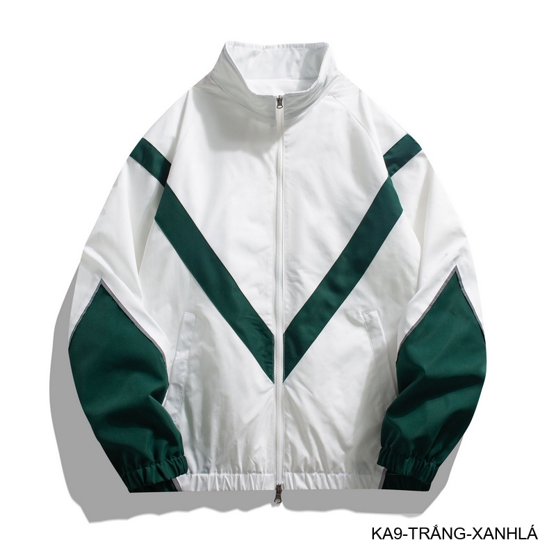 KA9 - Áo khoác nam thể thao phối màu phản quang cổ đứng phong cách streetwear mùa xuân thu