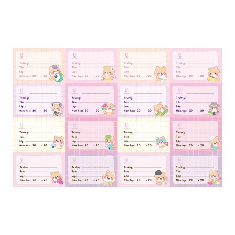 (In tên theo yêu cầu) Set 24 nhãn vở CHUỘT HAMSTER Cute cực phẩm pastel_thumbnail_1
