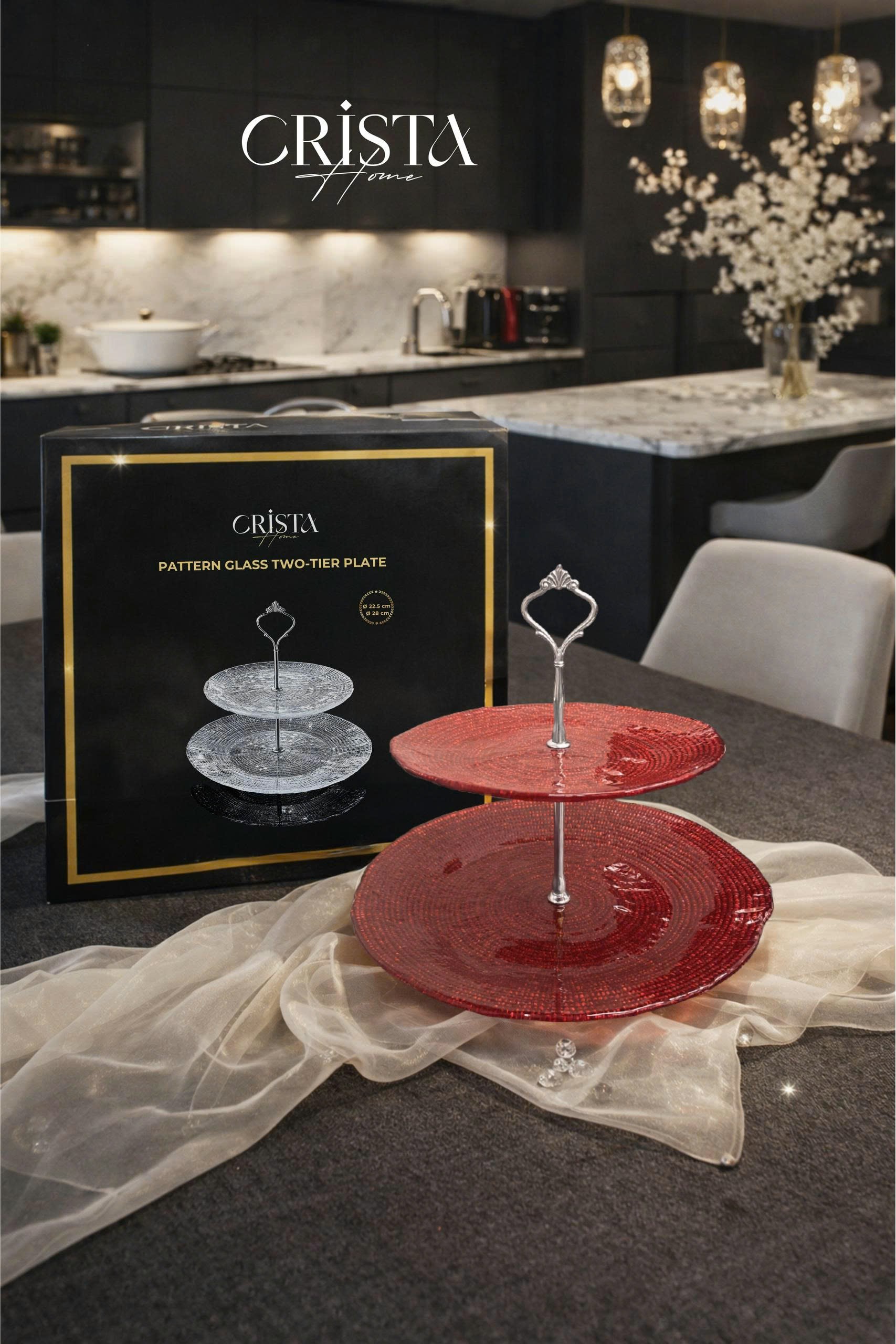 Bộ đĩa 2 tầng thủy tinh vân lưới 22.5 + 28 cm CRISTA HOME, 60224_thumbnail_9