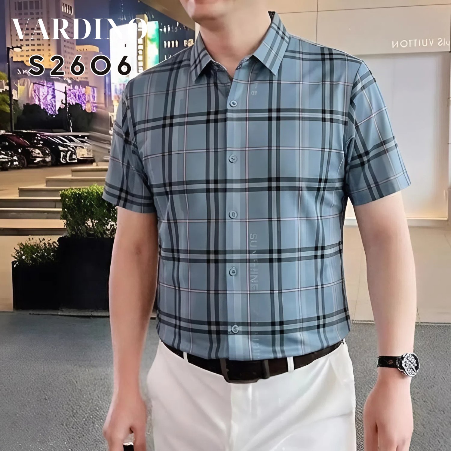 Sơ mi kẻ ngắn tay Vardino S2606