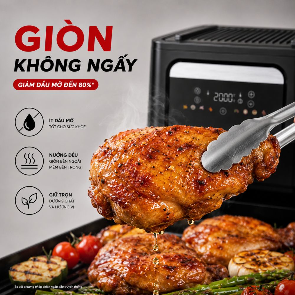 Nồi Chiên Không Dầu Kèm Vỉ Nướng 2-in-1 Mishio MK407: Nâng Tầm Món Ngon, Tiện Lợi Vượt Trội_thumbnail_5