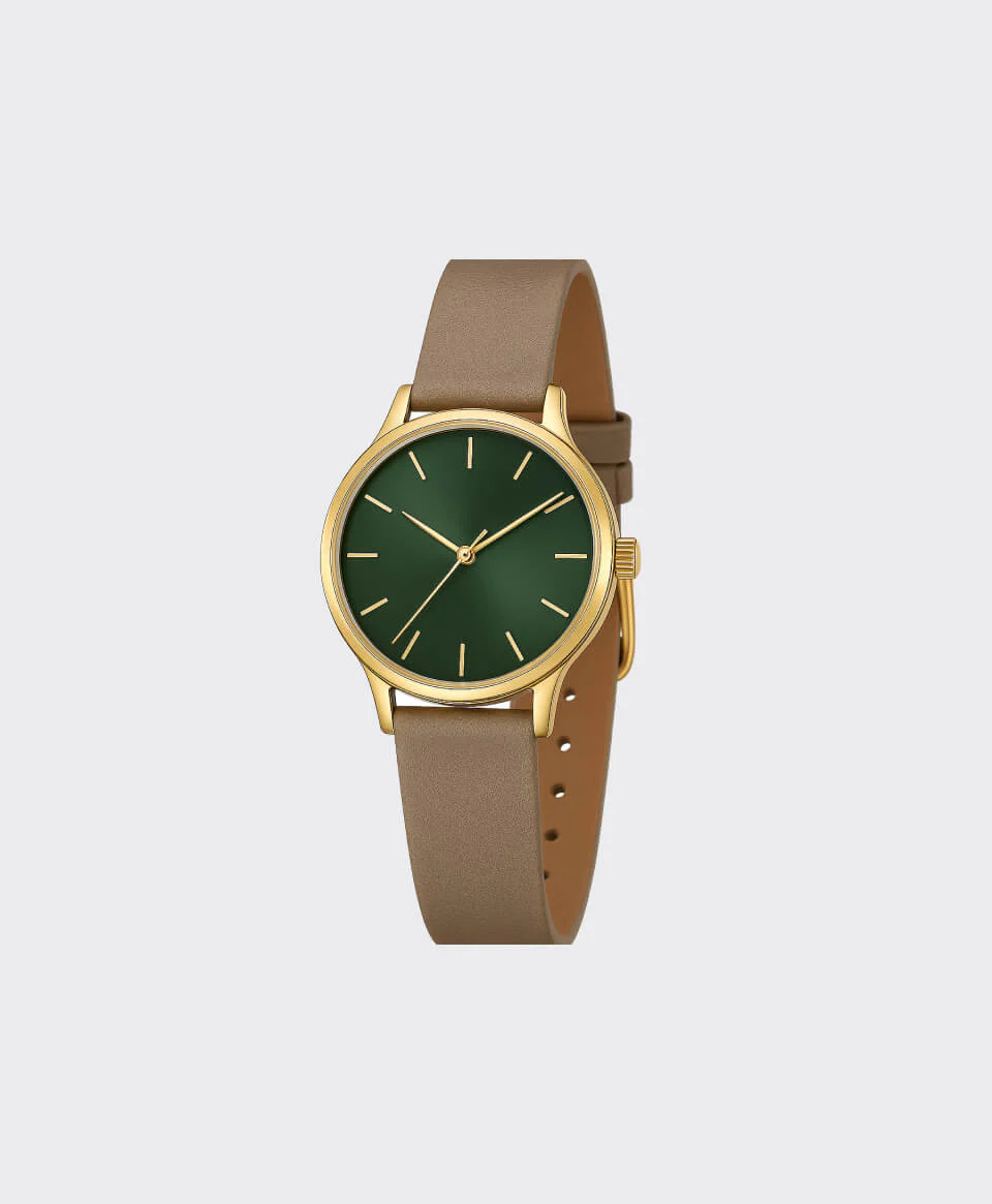 Gold Watch with Forest Dial