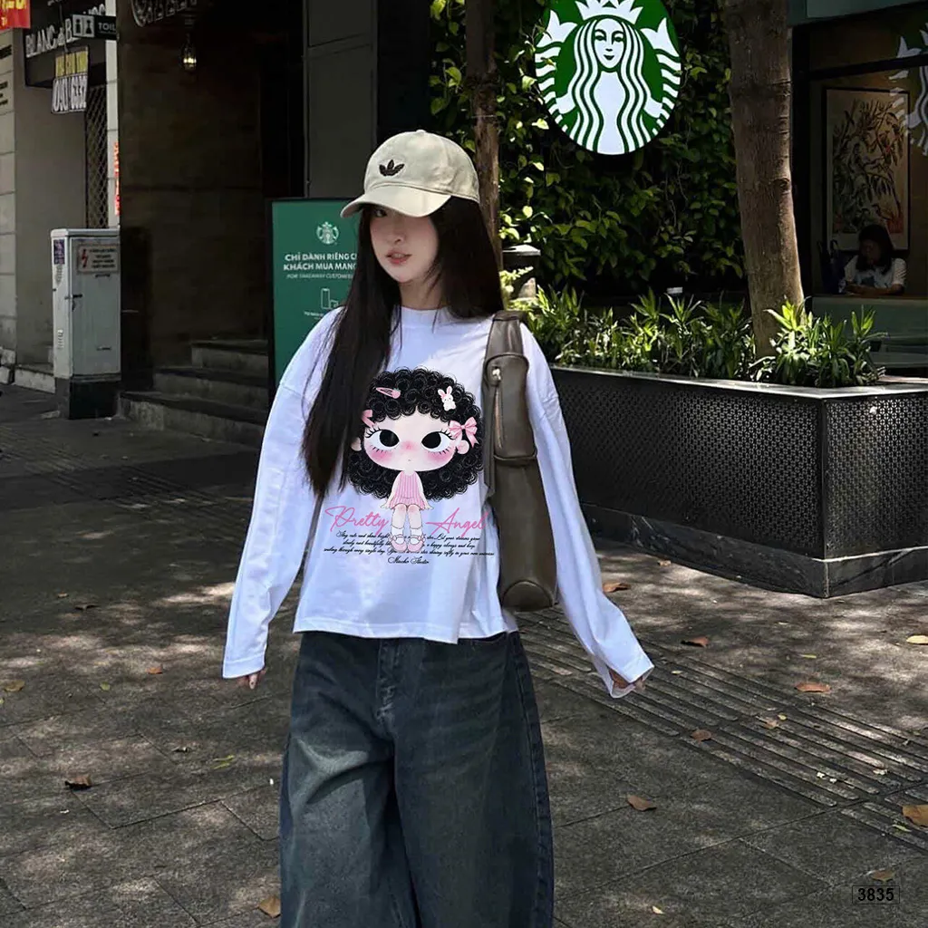 Áo thun boxy tay dài Pretty Angel bé gái tóc xoăn Miucho 3835_thumbnail_3