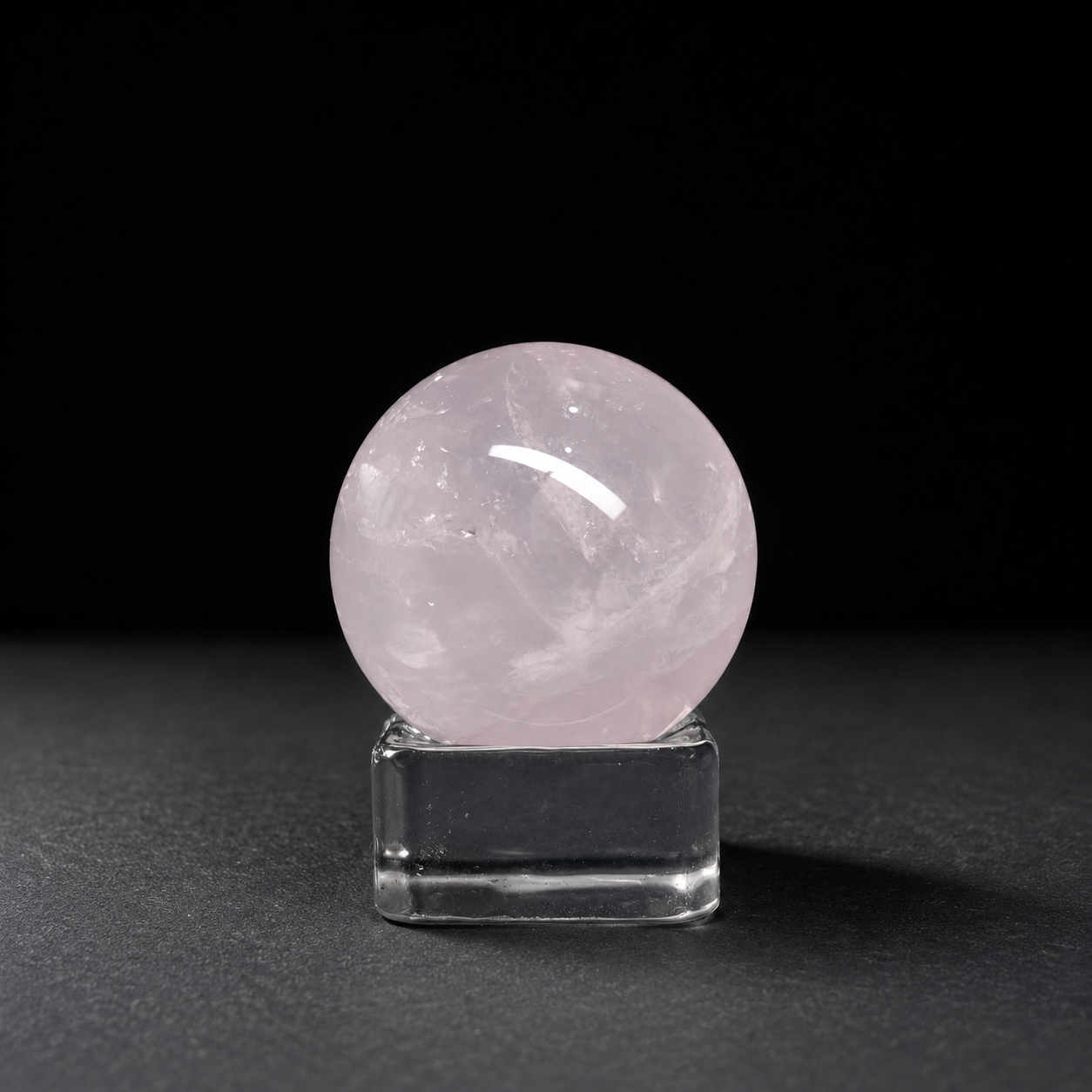 Bi Cầu Mini (~3CM) Thạch Anh Hồng Rose Quartz (tặng kèm đế thủy tinh)