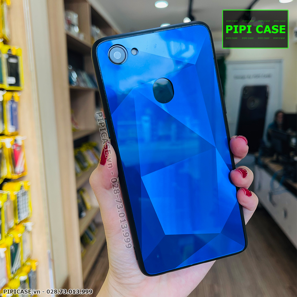 Ốp Lưng Oppo F7 - Kim Cương 6D - Xanh