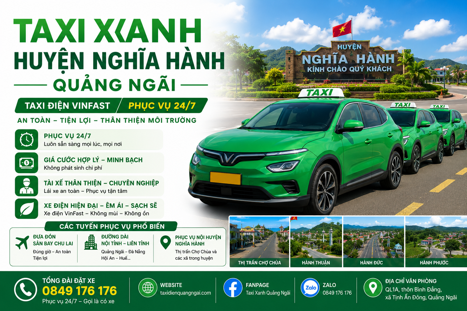 Taxi Xanh Quảng Ngãi Đi Đà Nẵng: Bảng Giá Cước & SĐT Đặt Xe